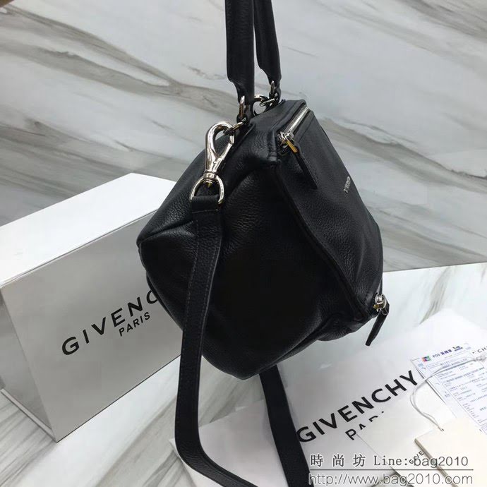GlVENCHY紀梵希 潘多拉 黑色綿羊皮 銀色五金 100%純棉布 黑色 可手提 肩背  tsg1078